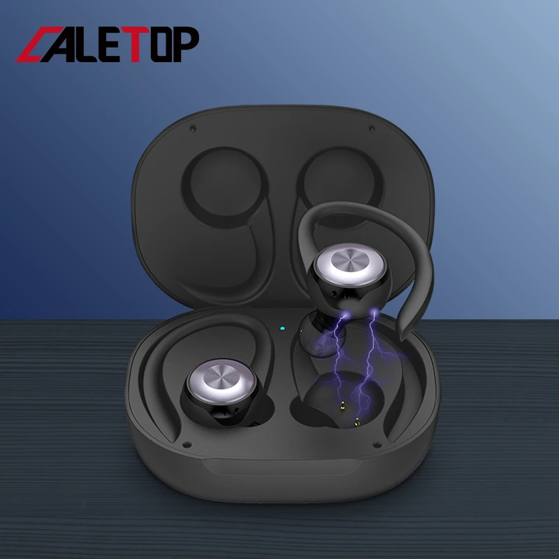CALETOP TWS Bluetooth 5.0 Earphone Sports Wireless Earphones Ear Hook Noise Reduction Headphones Stereo Sound Headset with MIC