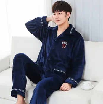

Laamei Men Winter Thick Coral fleece Pajamas set Warm Soft pijama hombre Sleepwear Pijama Couple Homme Nightwear Pyjama