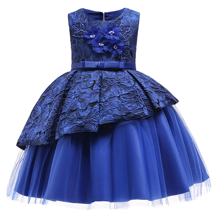 Formal Backless Dress Elegant Kids Dresses For Girls Clothing Layered Wedding Girl Dress Gown Wedding Party Princess Dress