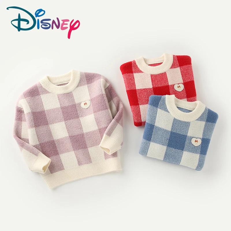 Disney/детская одежда; свитер для малышей; Модный пуловер в клетку для девочек; свитер для малышей; свитера для мальчиков; пуловер с Микки