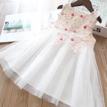 Платье с вышивкой для девочек; весна г.; детская одежда;