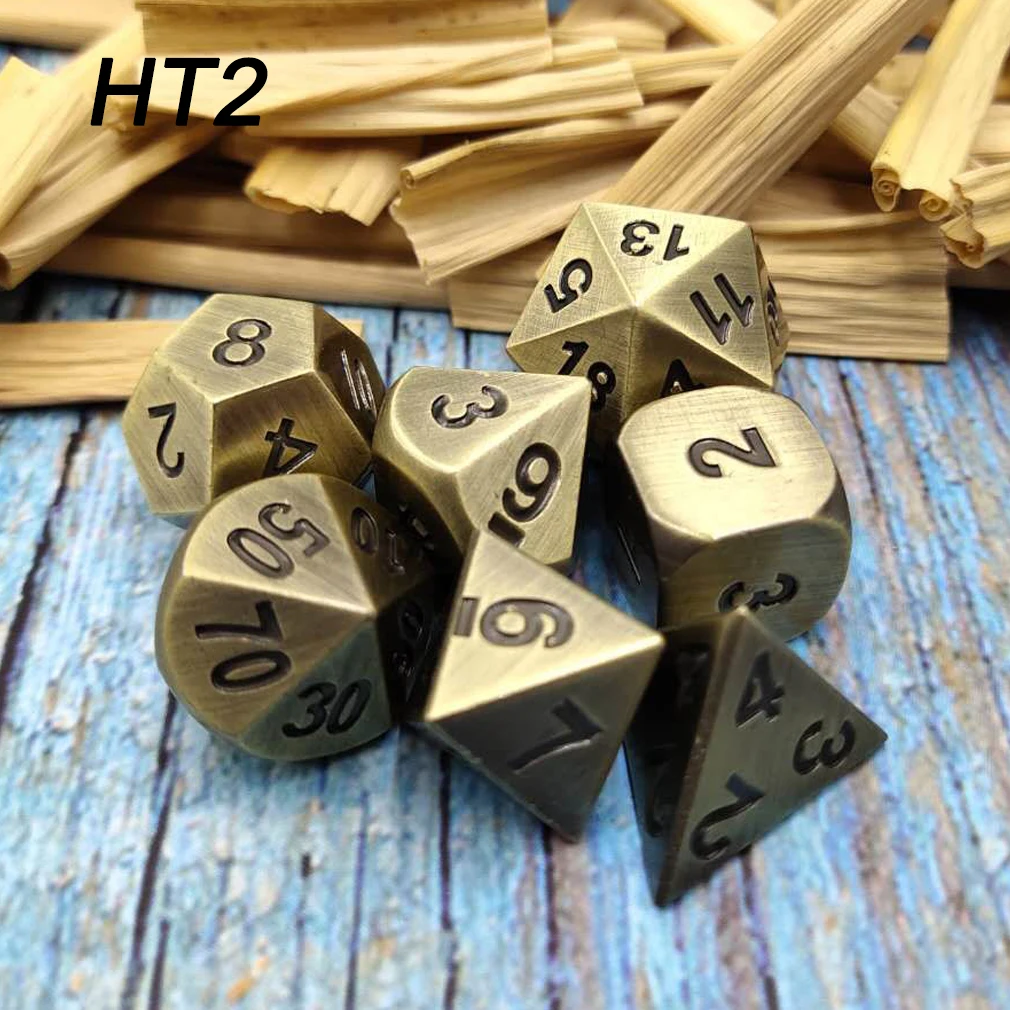 Chengshuo rpg кости многогранные наборы металла dnd Подземелья и Драконы настольные игры цинковый сплав белые кубики цифровой узор d20 10 8 12 - Цвет: HT2