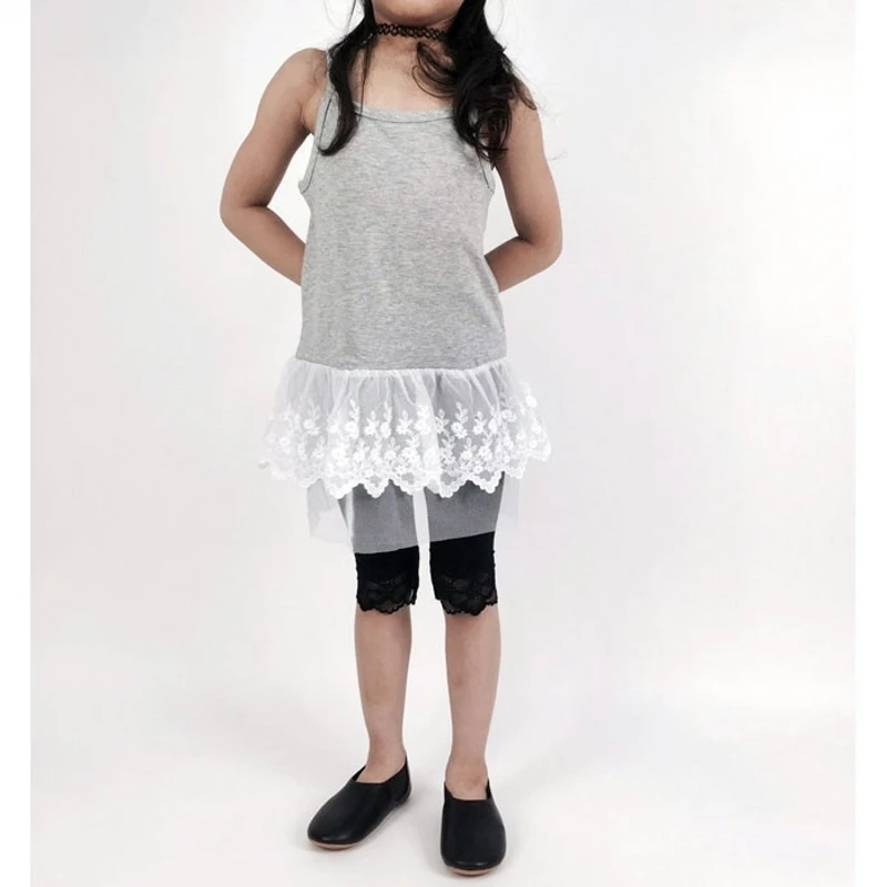 High Quality 2021 New Summer Girls Leggings Pants Lace Cotton Children Clothing Flower Girl Knee Pants