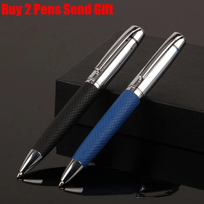 Новое поступление брендовая металлическая шариковая ручка Роскошный бизнес подарок кожа пишущая шариковая ручка купить 2 ручки отправить подарок