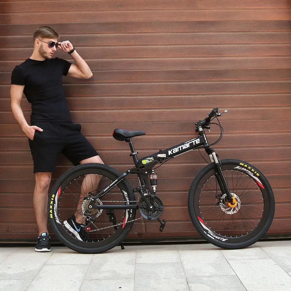 Горный велосипед 21 скоростной передний и задний амортизатор 26 дюймов складной