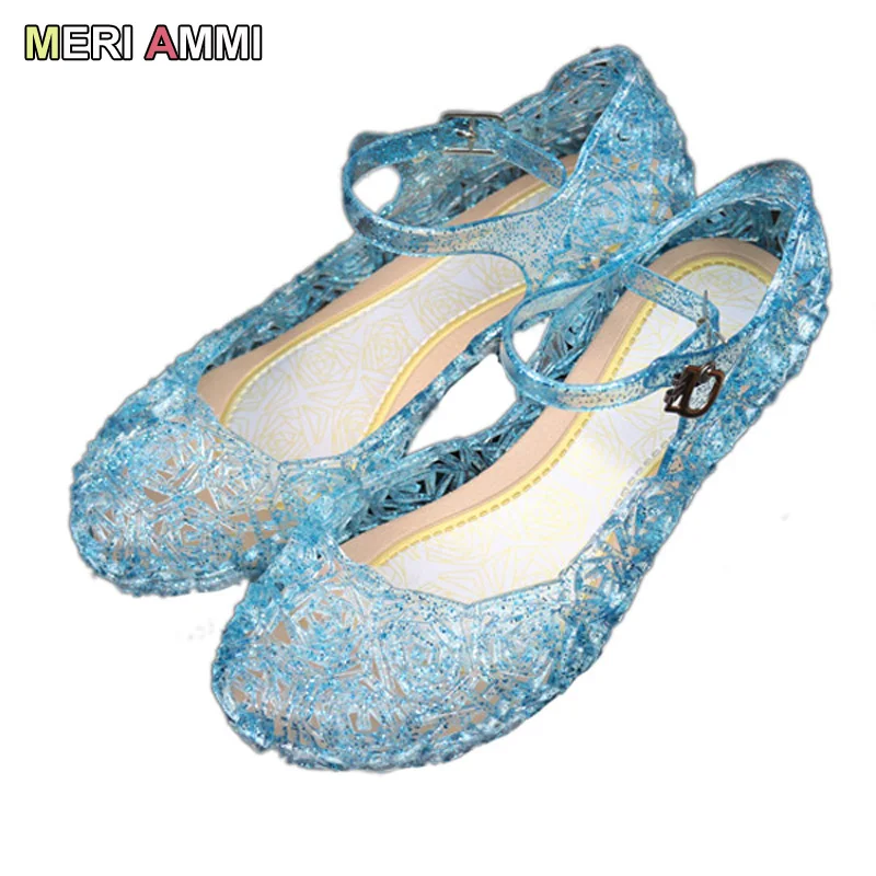 

MERI AMMI Children Girl Sandals Jelly princess Dress up Cosplay baby shoes Girls Jelly Shoes for stage dancing show