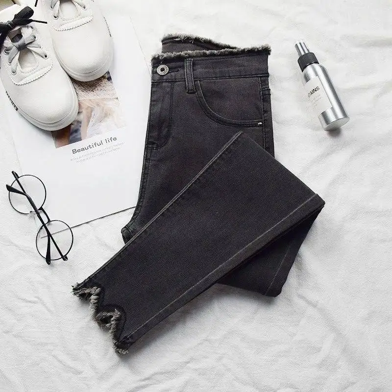 Летняя обувь с перфорацией, Рваные джинсы Для женщин Jeggings джинсовые штаны черный Для женщин s женские Стрейчевые джинсы-скини для Для женщин брюки
