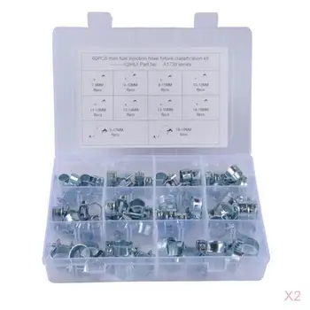 

2Pcs 60Pcs/box Hose Clamps Assortment Kit 7-18MM Range Plumbing Automotive