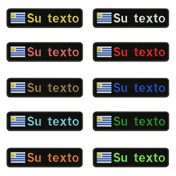 

Uruguay Flag Embroidery Custom Name Text Patch Stripes badge Iron On Or Sew On Or Velcro Backing Patches For Clothes Backpack