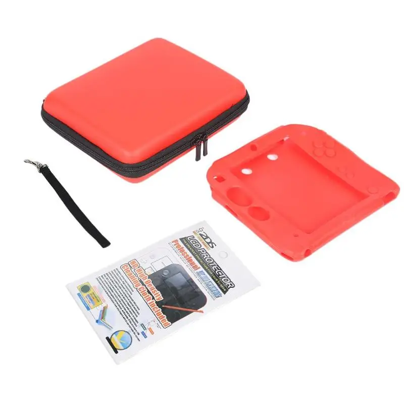 3/4 in 1 EVA Hard Bag Crystal Case Card Box Film Data Cable for Nintend NEW 3DSXL/2DSXL/LL/2DS Gaming Accessories - Цвет: 3in1 Red for 2DS
