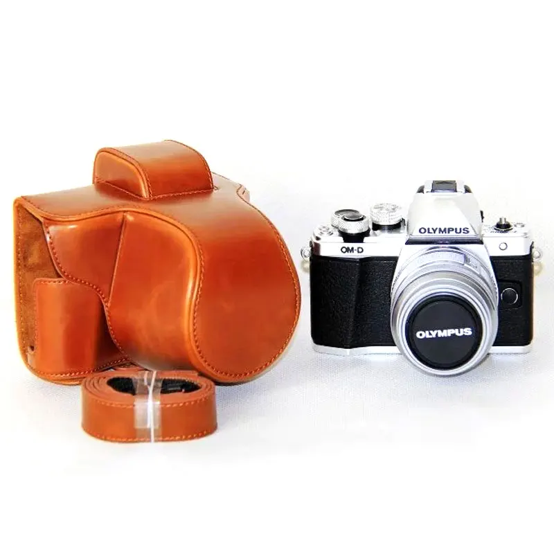 Brown Высококачественный кожаный чехол для Olympus OM-D OMD EM10 II E-M10 Mark II E-M10 Mark III+ ремешок для камеры черный/коричневый/кофейный - Цвет: Brown