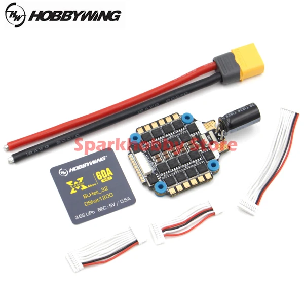 Nuevo HOBBYWING xrotor Micro 60A 4в1 5 V BEC salida 3-6 S Lipo BLHeli-32 DShot1200 integrada 3-6 S ESC para multicóptero DIY - Цвет: 1pcs 60A 4 in1 ESC