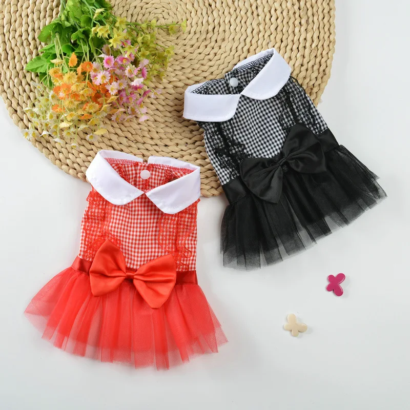 Pet Dog Dress Plaid Lovely Cat Skirts Clothing Spring And Summer Clothes For Small Medium Large Dogs Products | Дом и сад
