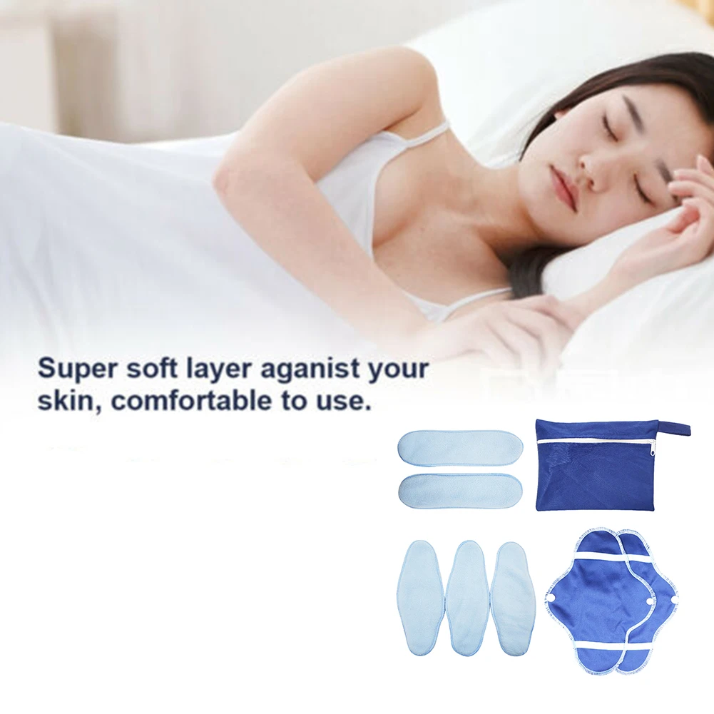 

8pcs Women Panty Liners Foldable Washable Polar Fleece Soft Reusable Bag Feminine Menstrual Cloth Set Breathable Hygiene Towels