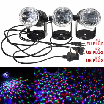 

3x1W RGB LED Stage Effect lights Disco Light Activated Rotate Stage Lighting Effect Lamp Light Dropship US/EU/UK plug