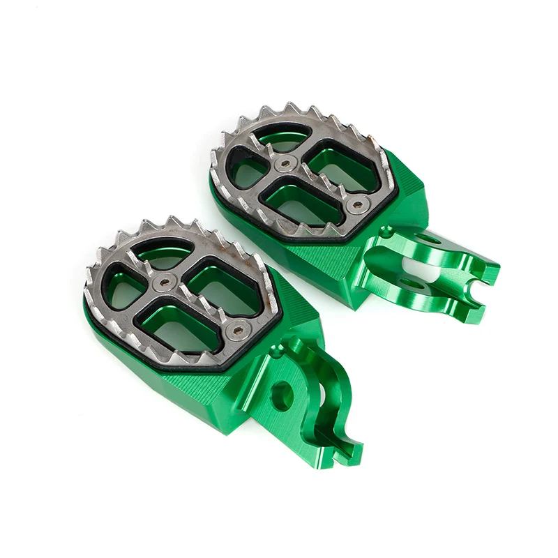 Motorcycle Billet Wide Foot Pegs Rests Footrest Pedals for Kawasaki KLX KXF KLX450R KXF 250 KX250F KXF 450 KX450F Moto Parts - Цвет: green
