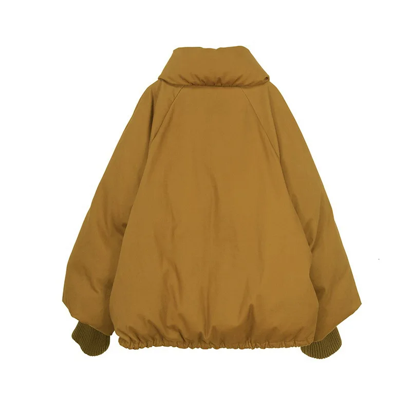 SHENGPALAE Новая модная зимняя женская куртка со стоячим воротником, однотонное свободное повседневное короткое японское хлопковое пальто для женщин A201