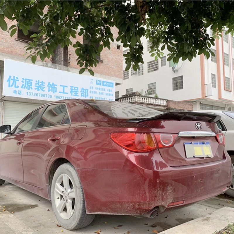 Для Toyota Mark X спойлер 2010 11 12 13 14 15 16 17 лет Глянцевая углеродное волокно заднее крыло R стиль аксессуары