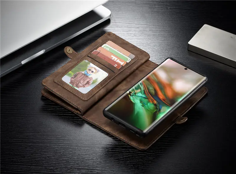 Кожаный флип-чехол для samsung Galaxy Note 10 Plus Note 10+ Note10 чехол 2 в 1 съемный магнитный Бумажник чехол для телефона сумка