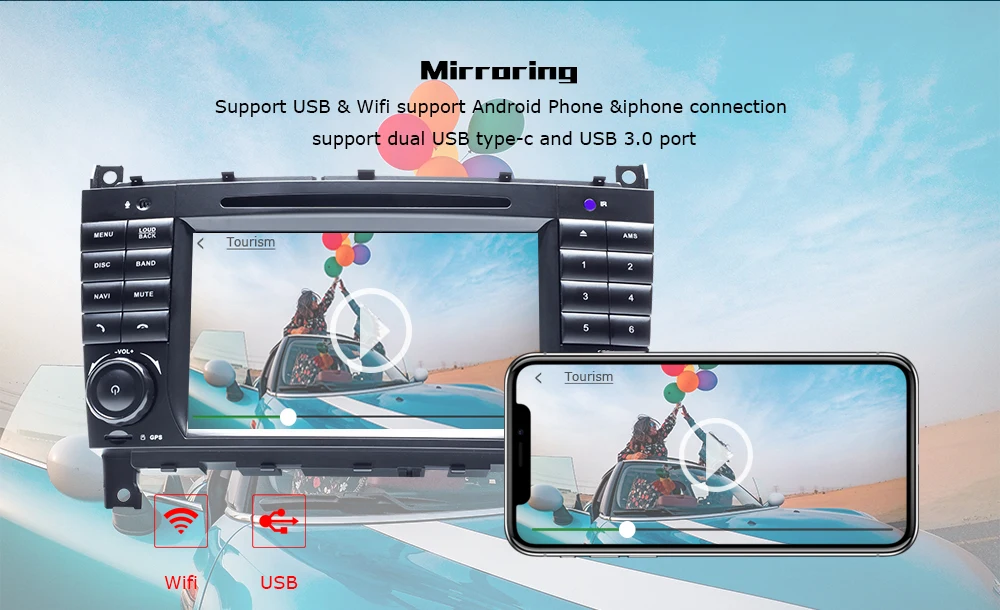 2 Din Android 9 Автомобильный мультимедийный навигационный радиоприемник для Mercedes/Benz W203 W209 W219 a-класс A160 c-класс C200 CLK200 gps DVD стерео