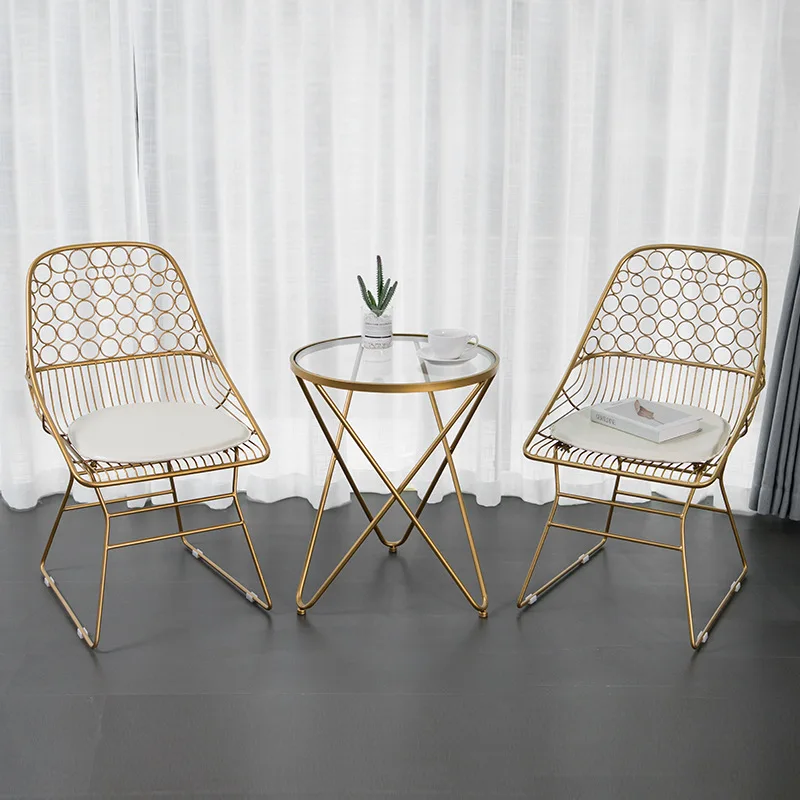 

Modern Minimalist Metal Armchair Northern European-Style Living Room Dining Chair Iron Art Restaurant Tea Shop Chair Makeup