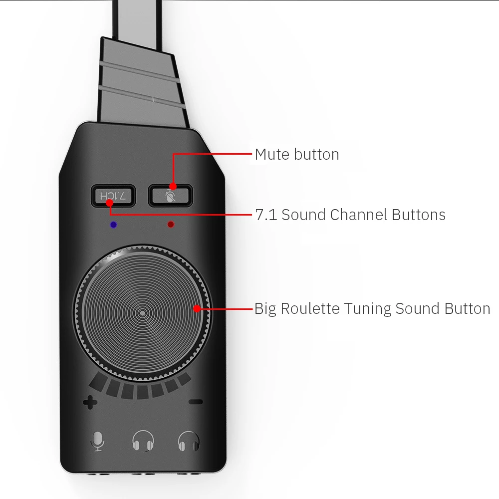 GS3 Virtual 7 1 Channel USB Sound Card Converter Adapter External Volume Adjustable For Windows Mac Linux Game Headphone