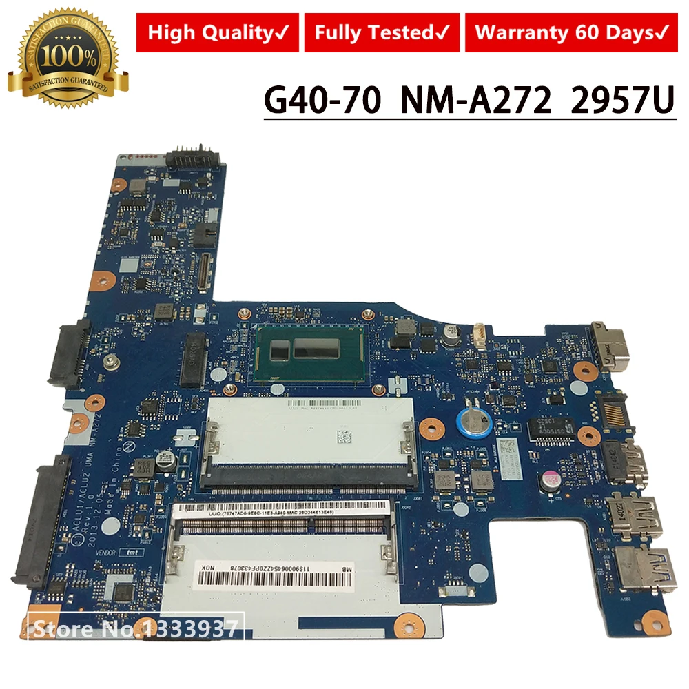 11S90006454 ноутбук материнская плата для Lenovo G40-70 ACLU1/ACLU2 UMA NM-A272 материнская плата с SR1DV 2957U
