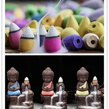 50 шт. пирамидки благовоний+ горелка креативный домашний Декор маленький Монах Будда курильница с обратным потоком благовония горелки использовать в домашних Teaho