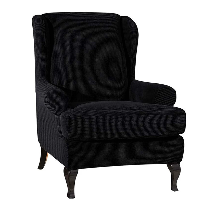 Wingback наклонная рукоятка King Back эластичные чехлы на кресла кресло крыло диван задняя крышка стула стрейч протектор скольжения Чехол протектор - Цвет: Black