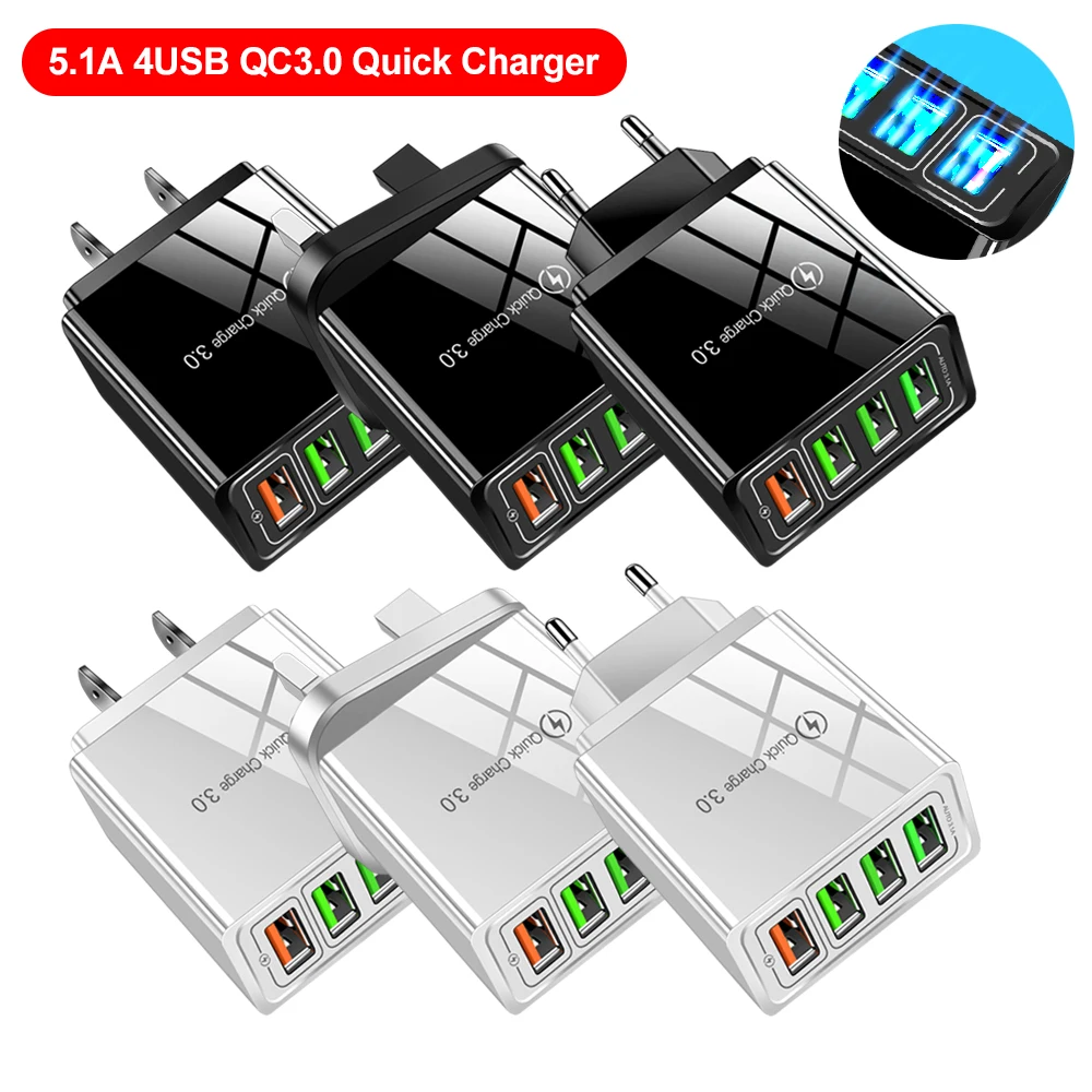 USB Charger Quick Charge 3.0 For Iphone 12 Pro Max 13 12 Mini Samsung S21 Xiaomi Charger Adapter For Smartphones Fast Charging