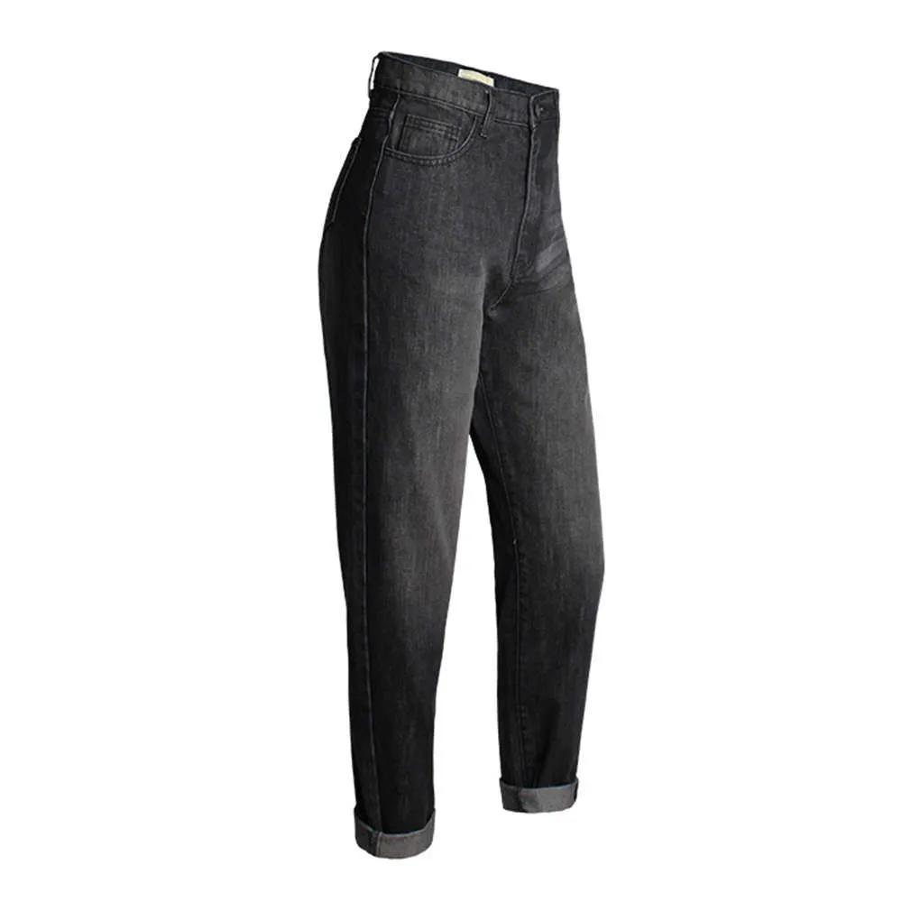 WOMAIL Ladies jeans high waist European and American loose straight tube wide leg pants