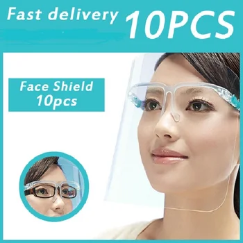 

10PCS/LOT Full Face Masks Designer 10Glass Anti-Dust Safety Transparent Visor Protective Face Shield Goggles Helmet маска маски
