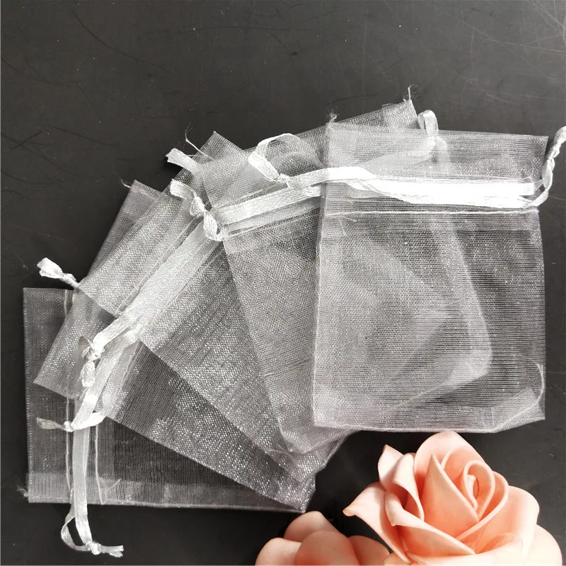 gray 50 шт., 7x9, 9x12, 10x15, 13x18 см, сумка-саше из органзы, упаковка для ювелирных изделий, сумки для украшения свадебной вечеринки, сумки для подарков, 6Z - Цвет: gray