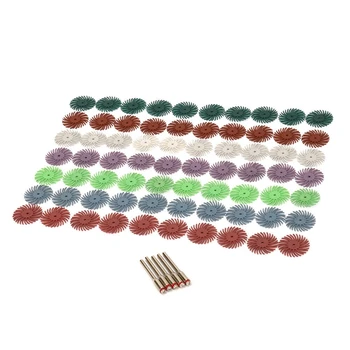 

75Pcs Radial Bristle Disc Abrasive Brush Kit (1/8 inch Shank ) For Rotary Tool Mixed Grit 80 220 320 400 600 1000 2500