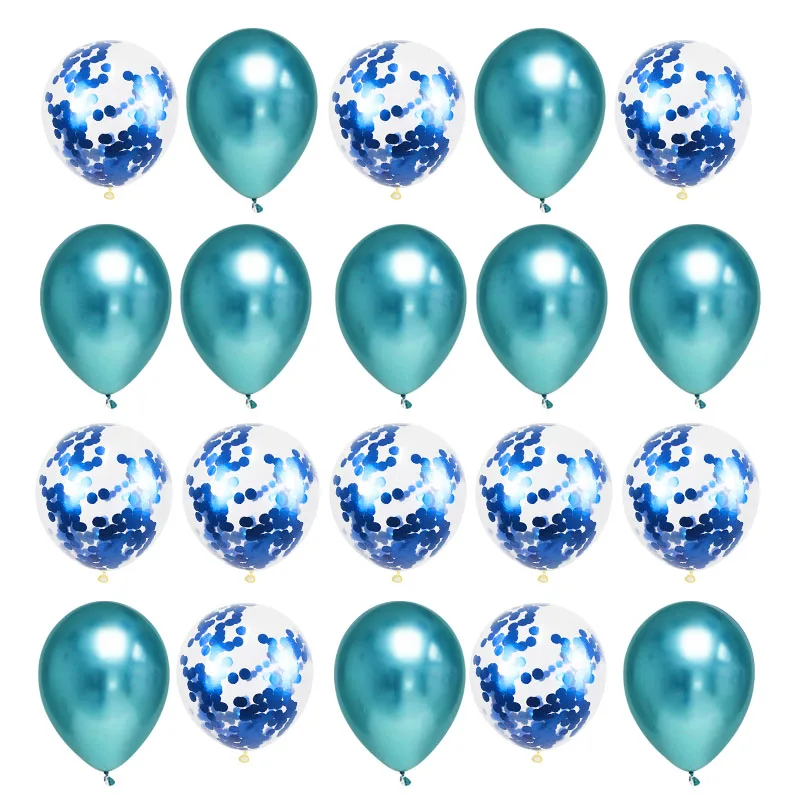 20pcs blue green 20 шт золотые металлические шары воздушные шары с днем рождения конфетти баллон свадебный душ Свадебные украшения латексные металлические хромированные шары - Цвет: 20pcs blue green
