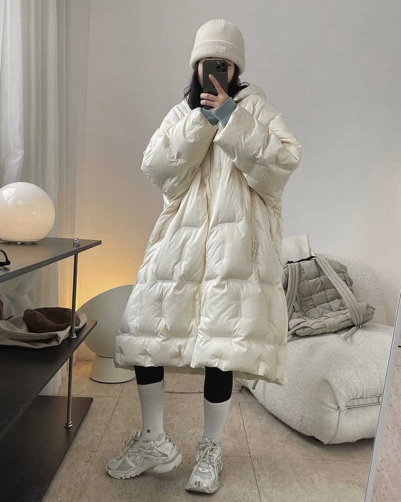アプワイザー えびちゃん ビジューダウン♡ Luxury White Long women's winter jackets Newest Fashion