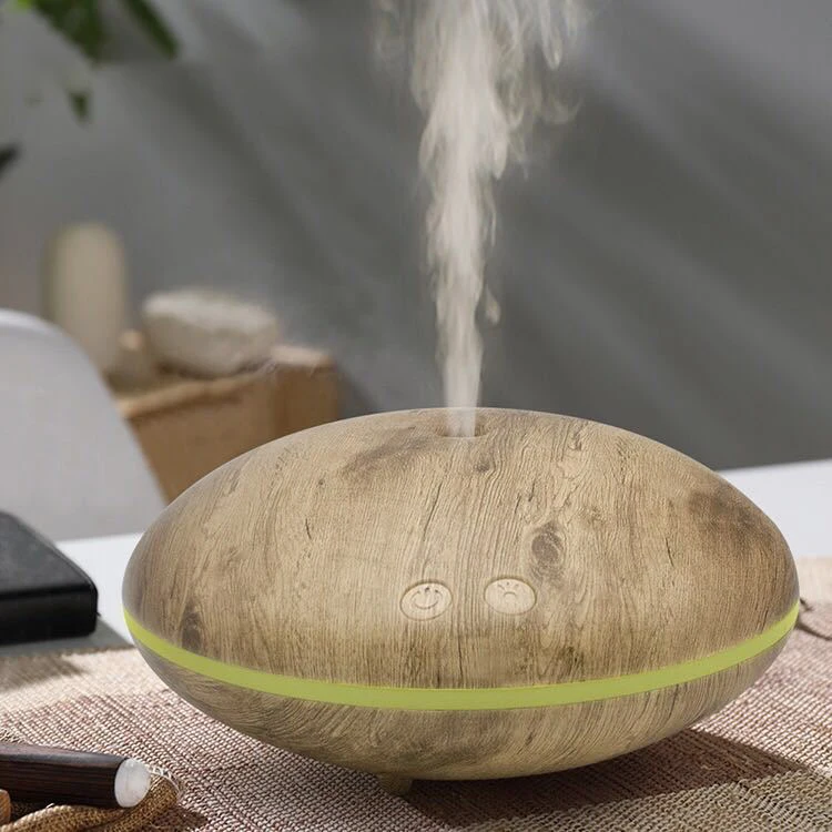 400Ml USB Ultrasonic Humidifier Essential Oil Diffuser Wood Grain Mist Humidifier Home Bedroom LED Light
