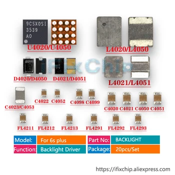 

10sets(200pcs)/lot LED Back light Driver for iphone 6s plus backlight fix kit ic U4050 + Coil L4050 L4051 +Diode D4050 D4051+Capacitor C4053 C4052 C4098+Filter FL4291 FL4292 FL4293