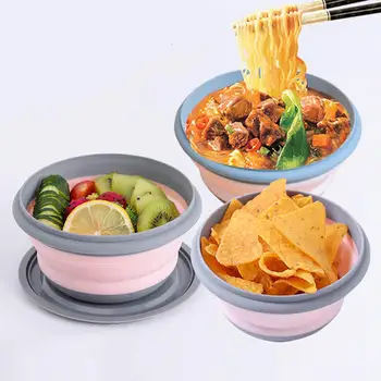 

3 Pcs/set Silicone Folding Bento Kids Box Collapsible Portable Lunch Container Box For Food Dinnerware Container Bowl For Adult
