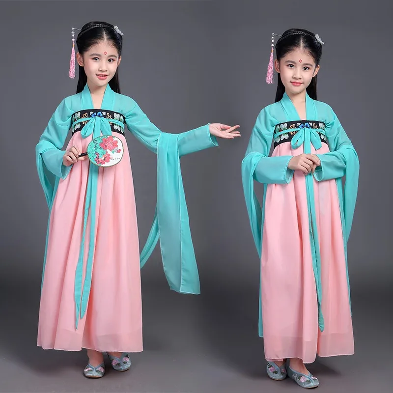 New Style Children Ancient Costume Women's Classical Chest-high Dress Tang Dynasty LADY'S Performance Clothing Children Fairy Sk