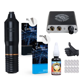 

Dragonhawk Motor Rotary Pen Tattoo Machine Tattoo Set Kit Top Power Supply