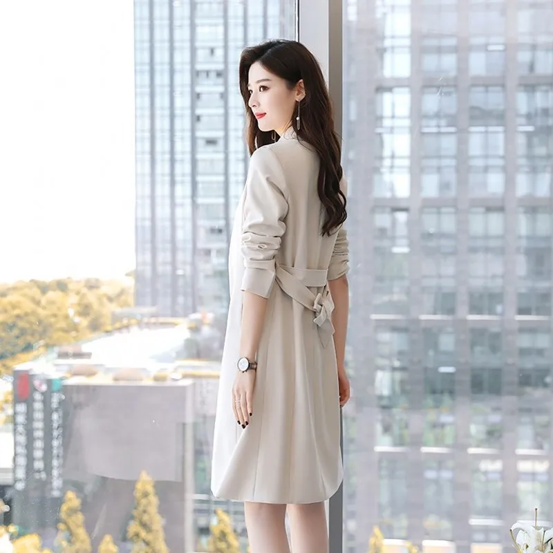 

Fashion Elegant Office Long Sleeve Belt Women Blazer Jackets Sleeveless A Line Dress Two Piece Set 2020 Autumn Female Suit Red