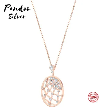 

PANDOO Fashion Charm Pure 925 Silver Original 1:1 Copy, Simple Design Round Mesh Wild Necklace Female Luxury Jewelry Gifts