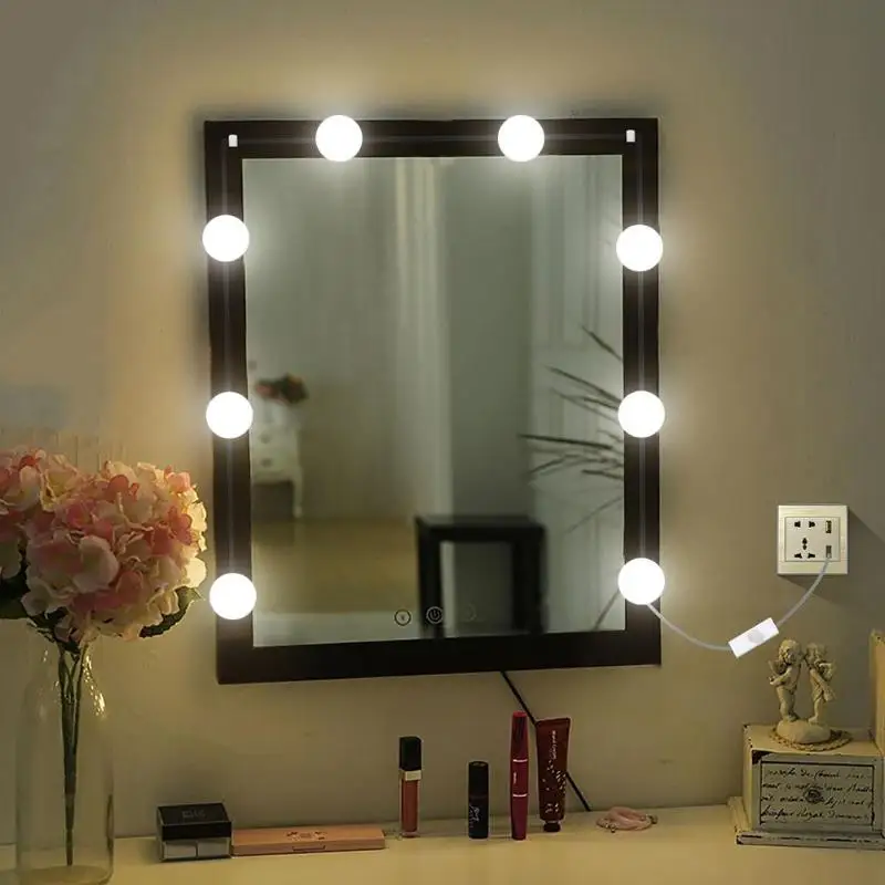 

1.5m 10pcs LED Makeup Mirror Light Bulb Kit Dimmable String Lights Wall Lamp for Dressing Table Make Up Lamp Bedroom Decoration