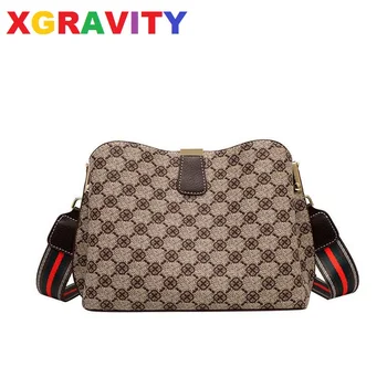 

XGRAVITY 2021 Fashion Shoulder Bags Women New PU Leather Crossbody Bag High Quality Ladies Hand Bag Print Flower Decoration Bag