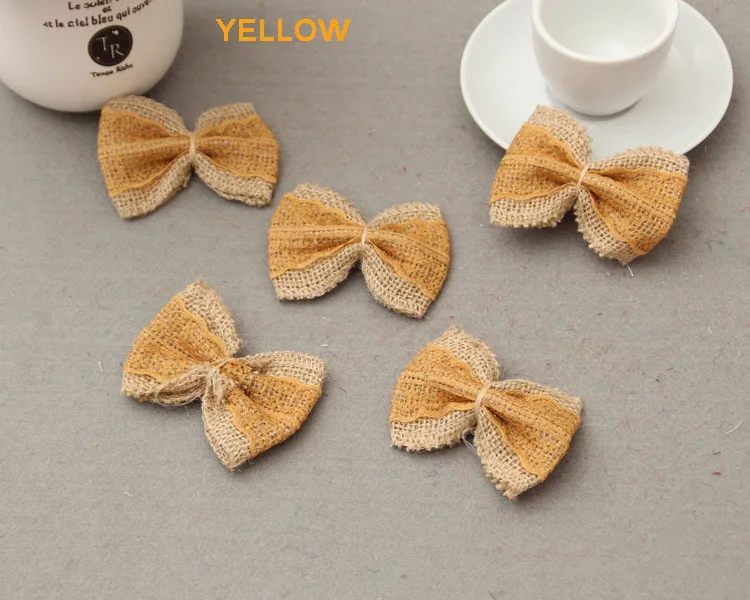 yellow 10 шт., 14 цветов, льняные модельные туфли с бантом и шляпы, аксессуары для ручной работы с кружевным бантом, подарочные струны, рождественские и вечерние принадлежности - Цвет: yellow