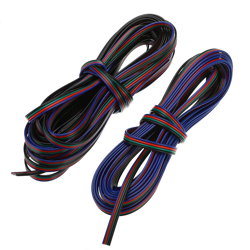 Удлинительный кабель для колонок 4pin 5m/10m 22 Awg RGB + белый провод соединительный 3528 5050