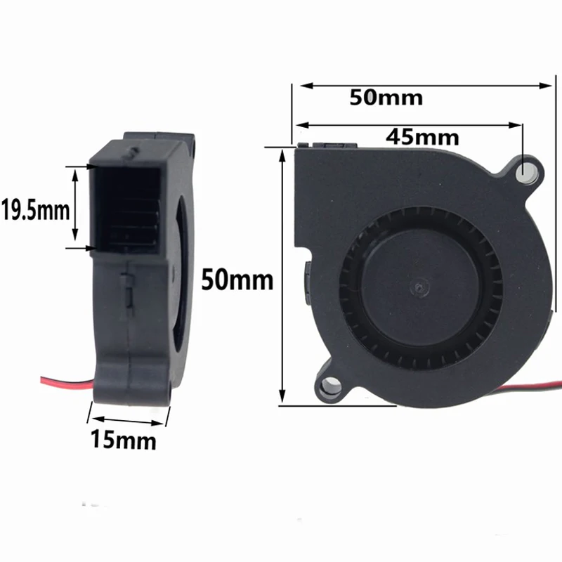 2 шт. Gdstime 5 в 12 В 24 В 5015 двойной шарикоподшипник 3d принтер 50x50x15 мм вентилятор охлаждения постоянного тока 50 мм x 15 мм Длинный кабель воздуходувы кулер радиатор