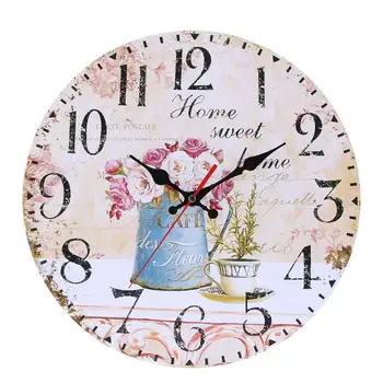 

30cm Wooden Round Wall Clock Retro Look Design Craft Home Office Decor Creative Hanging Vintage Mute 3D Mute Clock Wall Clock