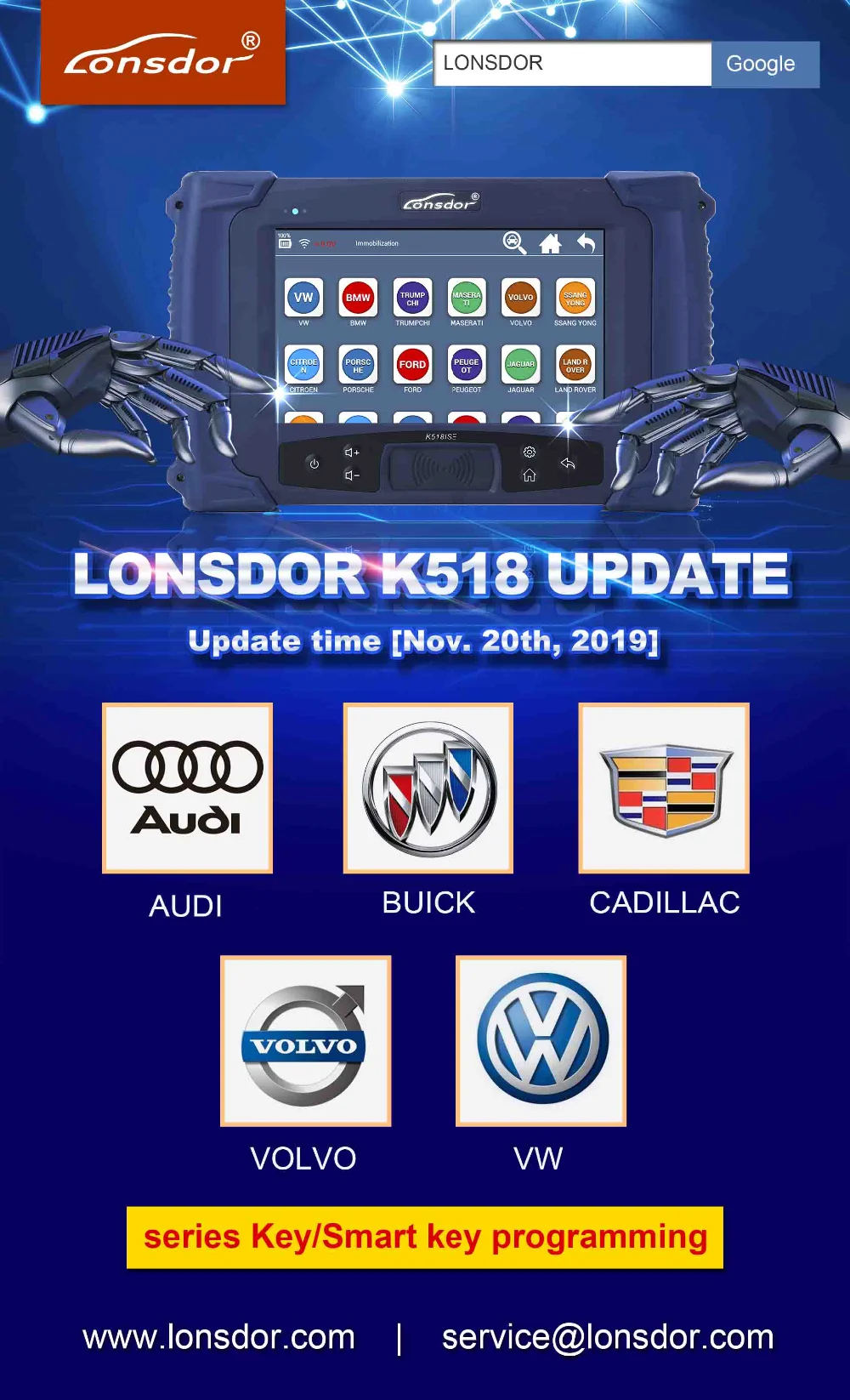 Lonsdor K518ISE K518 ключевой программист для всех делает с регулировкой одометра без ограничения маркера бесплатное обновление онлайн